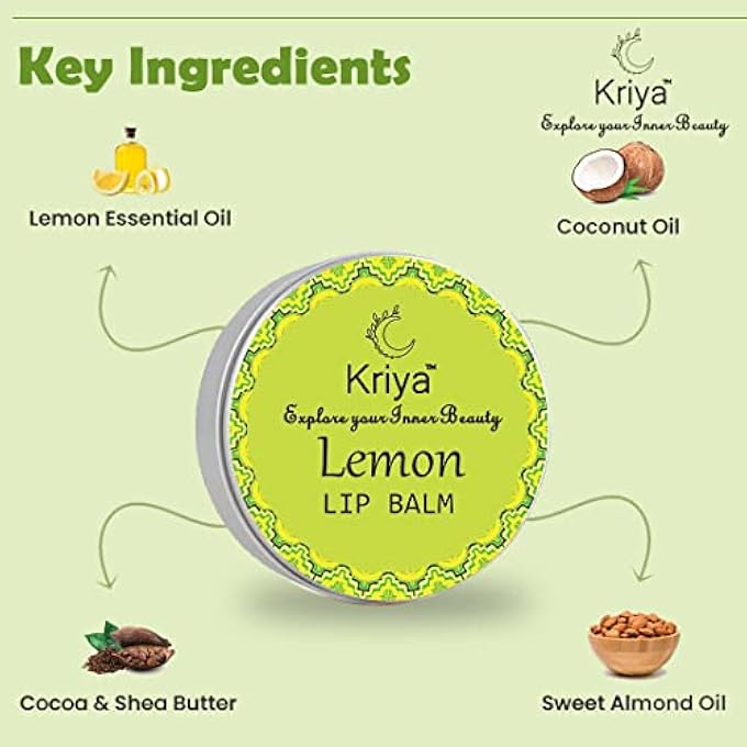 Kriya NATURAL LEMON LIP BALM TO PROTECT & HEAL LIPS | LIGHTEN AND BRIGHTEN DARK LIPS| HEAL CHAPPED CRACKED DRY LIPS | ACTIVE NOURISHING CARE | INTENSE MOISTURIZATION | SUITABLE FOR | PACK OF 2 - Image 2